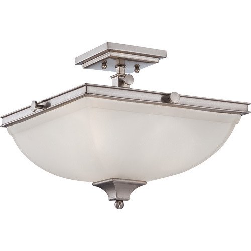 Craftmade Semi Flush Light in Brushed Nickel and Frosted White Glass