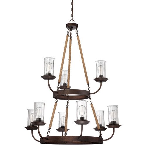 Craftmade 9 Light Chandelier in Aged Bronze and Clear Glass