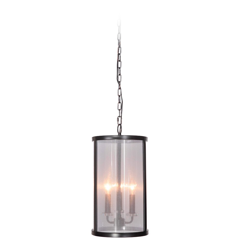 Craftmade 3 Light Foyer Light in Matte Black with Organza-wrapped acrylic shade