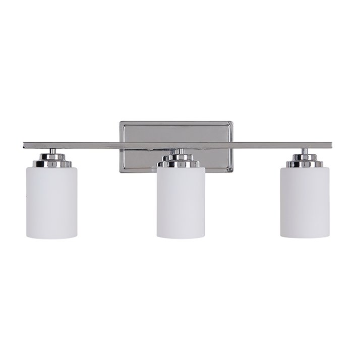 Craftmade 3 Light Vanity in Chrome with White Frosted Glass