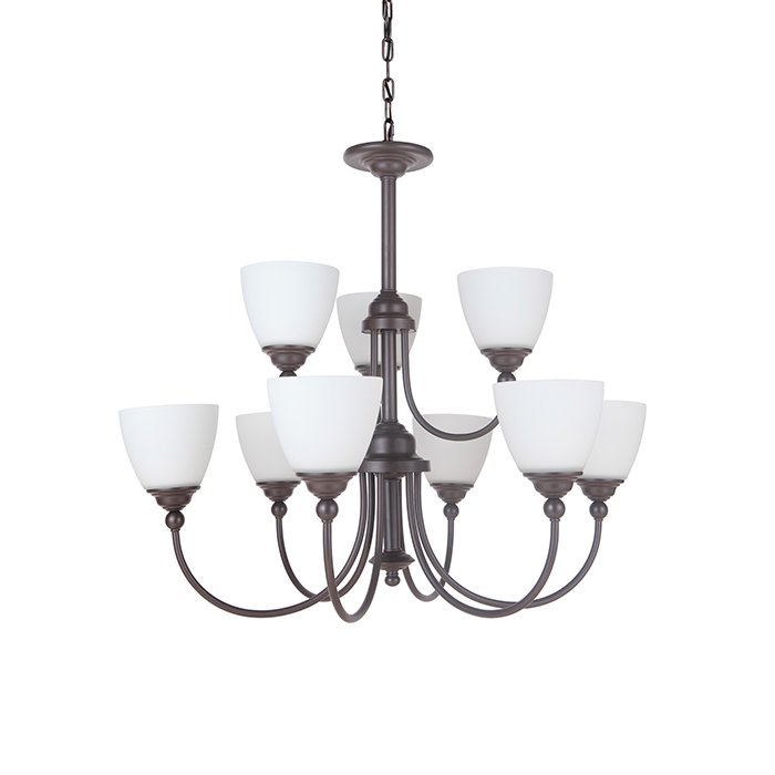 Craftmade 9 Light Chandelier in Espresso with White Frosted Glass