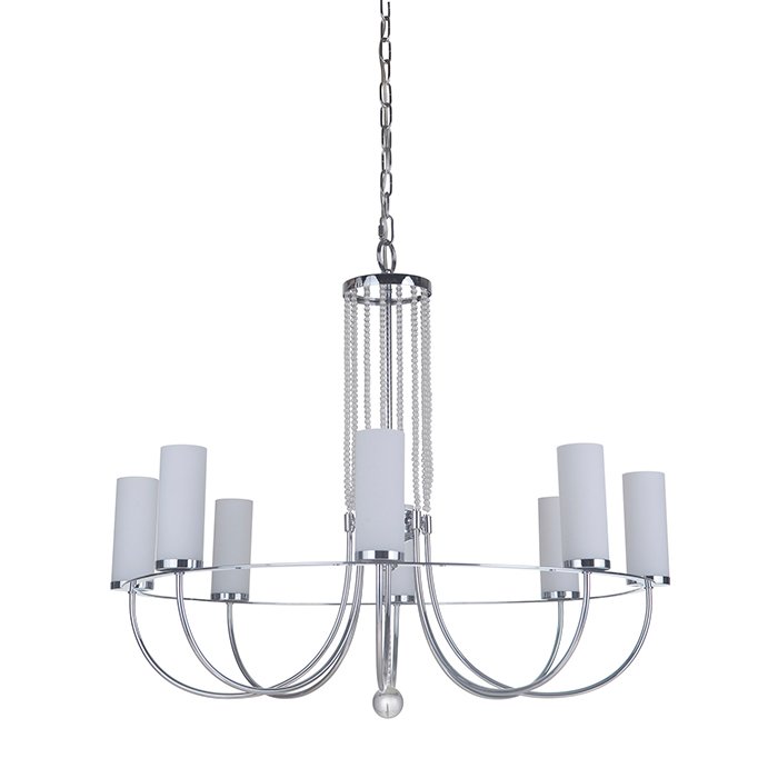 Craftmade 8 Light Chandelier in Chrome with White Frosted Glass