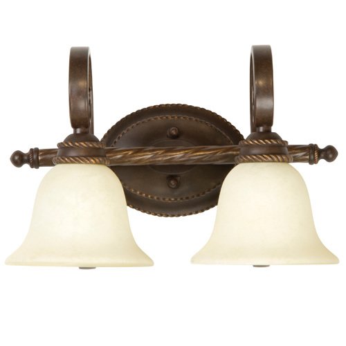 Craftmade Double Bath Light in Aged Bronze with Antique Scavo Glass
