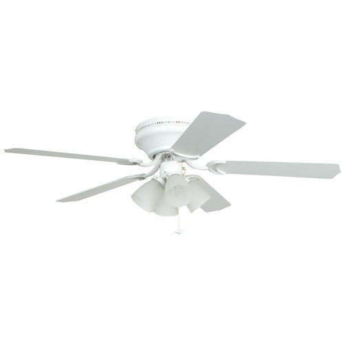 Craftmade 52" Hugger Ceiling Fan with 4 Light Kit in White with White/Washed Oak Blades