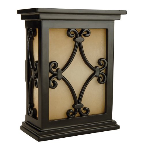 Craftmade Hand Carved Scroll Design Cabinet with Tea Stained Glass Door Chime With Button in Matte Black