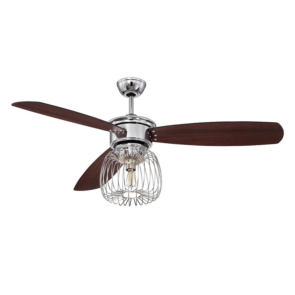 Craftmade 54" Ceiling Fan with Integrated Light Kit in Chrome with Dark Walnut/Flat Black Blades