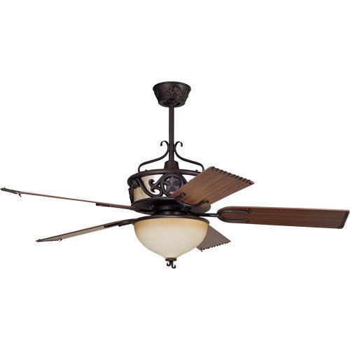 Craftmade 52" Ceiling Fan with Bowl Light Kit in Aged Bronze with Classic Walnut with Rope Blades