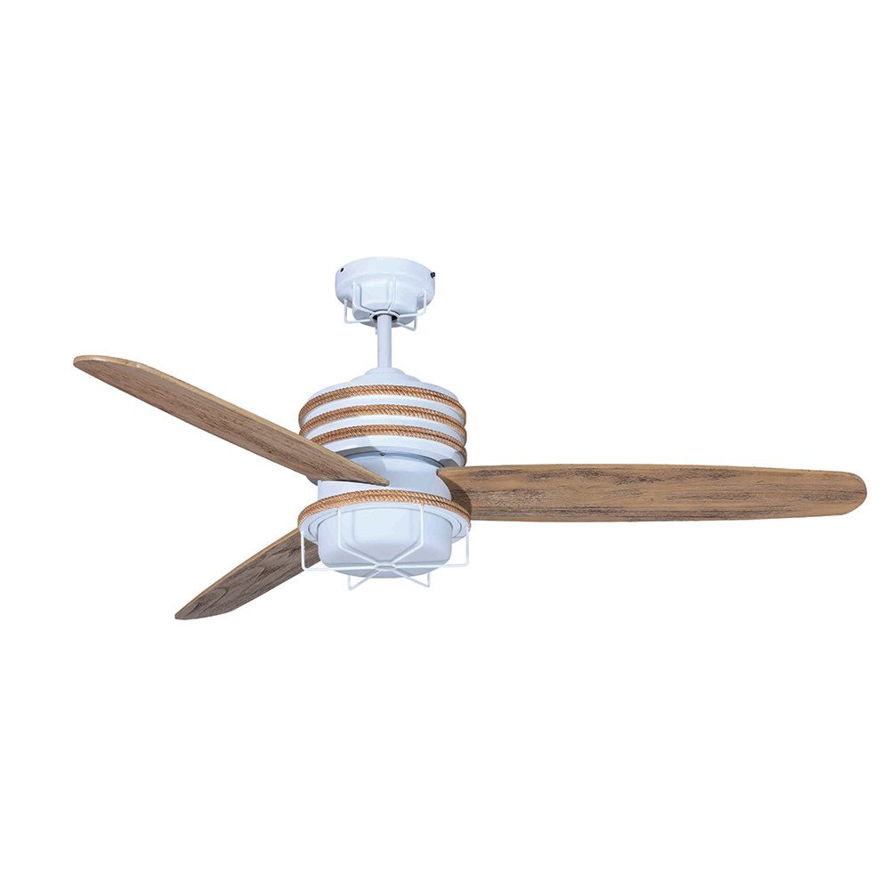 Craftmade 54" Ceiling Fan with Integrated Light Kit in Matte White with Distressed Oak Blades