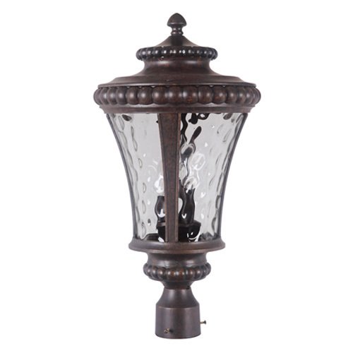Craftmade 12" Exterior Post Light in Peruvian Bronze with Clear Hammered Glass