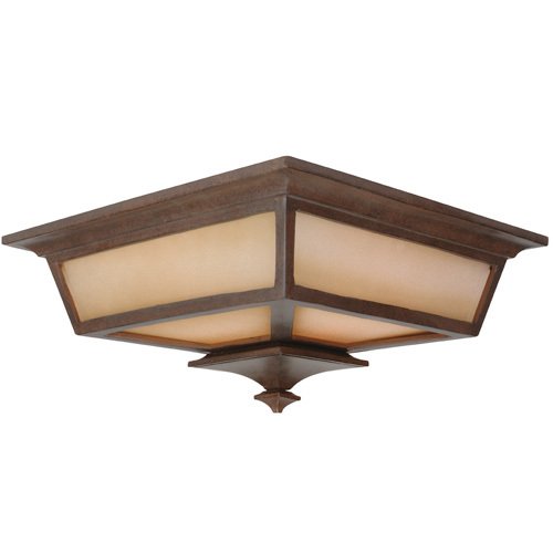 Craftmade 14" Flush Mount Exterior Light in Aged Bronze with Champagne Frost Glass