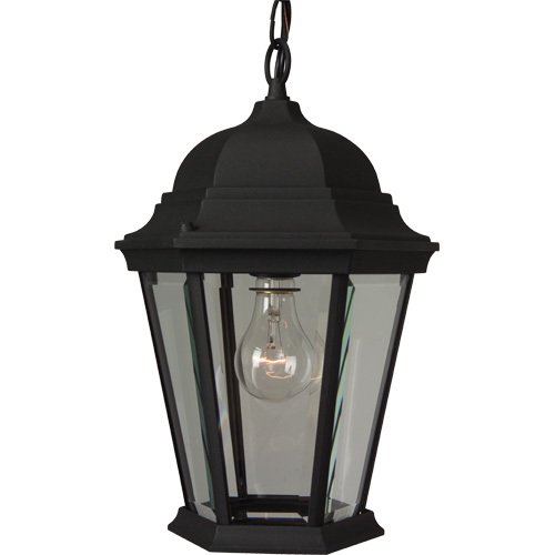 Craftmade 9 1/2" Hanging Exterior Light in Matte Black with Clear Beveled Glass