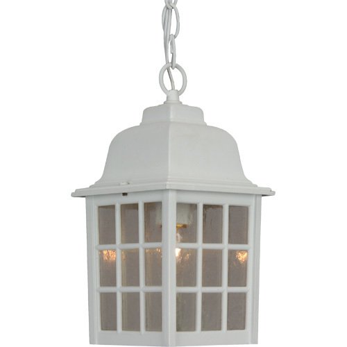 Craftmade 6" Hanging Exterior Light in Matte White with Seeded Glass