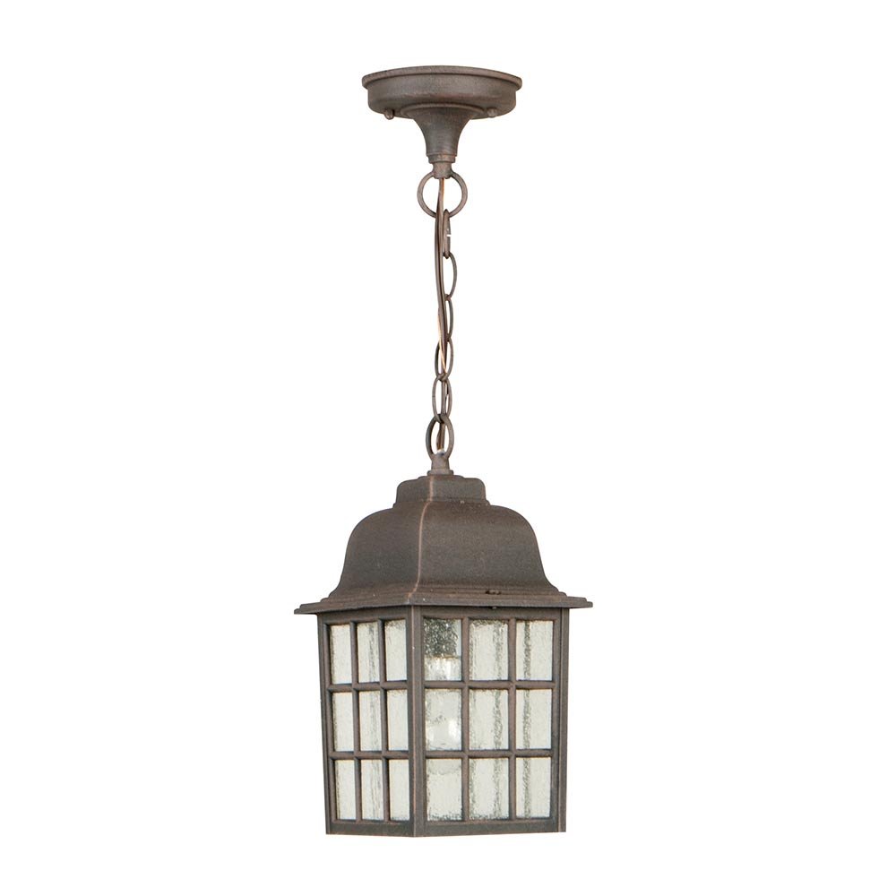 Craftmade Grid Cage 1 Light Pendant in Rust with Clear Seeded Glass