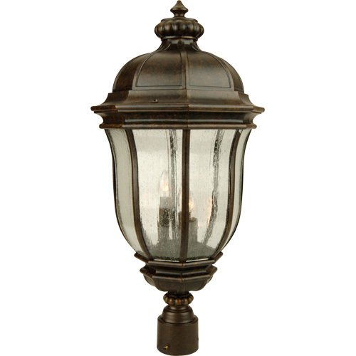Craftmade 12" Exterior Post Lantern in Peruvian Bronze with Clear Seeded Glass