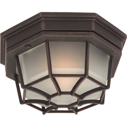 Craftmade 8 1/2" Flush Mount Exterior Light in Rust with Frosted Glass