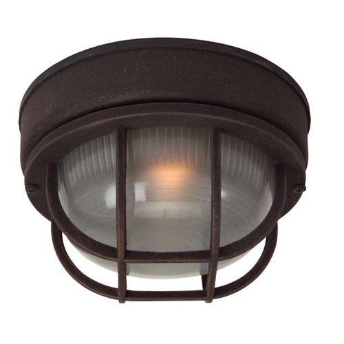 Craftmade 8" Diameter Flush Mount Exterior Light in Rust with Frosted Halophane Glass