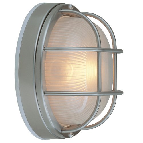 Craftmade 8" Diameter Flush Mount Exterior Light in Stainless Steel with Frosted Halophane Glass