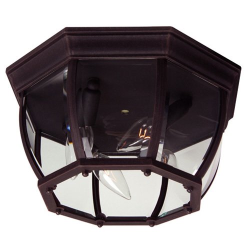 Craftmade 12 3/4" Flush Mount Exterior Light in Rust with Clear Beveled Glass