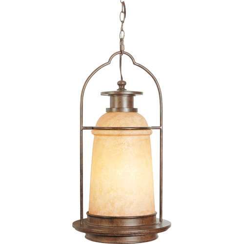 Craftmade 12 3/4" Hanging Exterior Light in Aged Bronze with Antique Scavo Glass