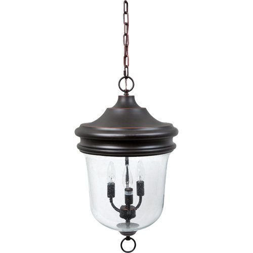 Craftmade 12 1/2" Hanging Exterior Light in Oiled Bronze Gilded with Clear Seeded Glass