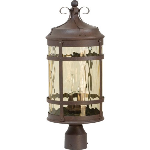 Craftmade 8 3/16" Exterior Post Light in Rustic Iron with Hammered Champagne Glass