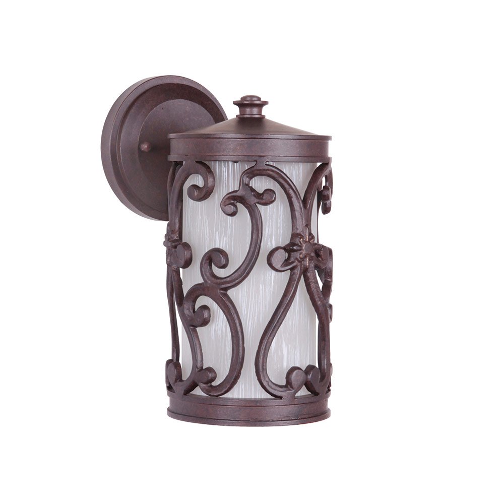 Craftmade 1 Light Small Wall Mount in Aged Bronze with Frosted Textured Glass