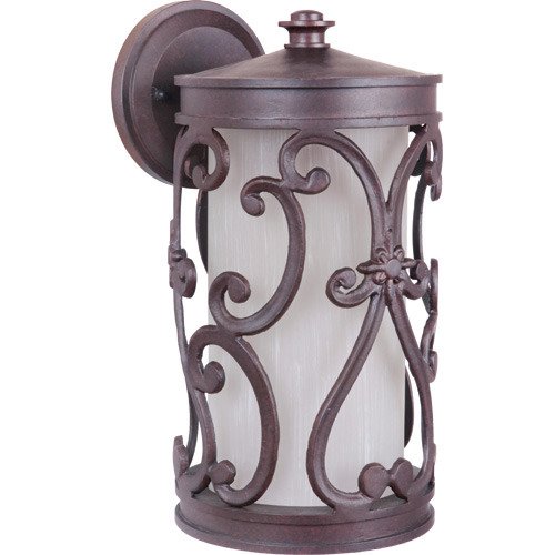 Craftmade Medium Exterior Wall Mount in Aged Bronze and Frosted Textured Glass