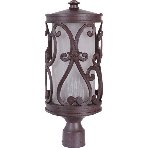 Craftmade Large Exterior Post Mount in Aged Bronze and Frosted Textured Glass