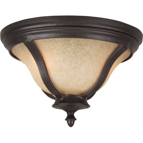 Craftmade 14" Flush Mount Exterior Light in Oiled Bronze with Tea Stained Scavo Glass