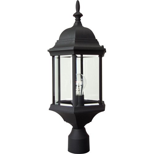 Craftmade 9 1/2" Exterior Post Light in Matte Black with Clear Beveled Glass