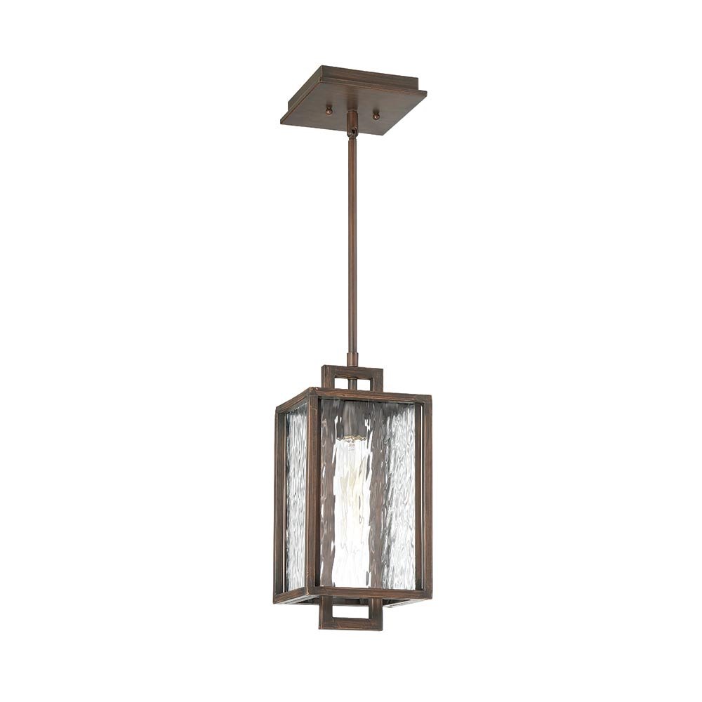 Craftmade Cubic 1 Light Small Pendant in Aged Bronze Brushed with Clear Water Glass