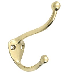 Deltana Solid Brass Coat & Hat Hook in Polished Brass Unlacquered