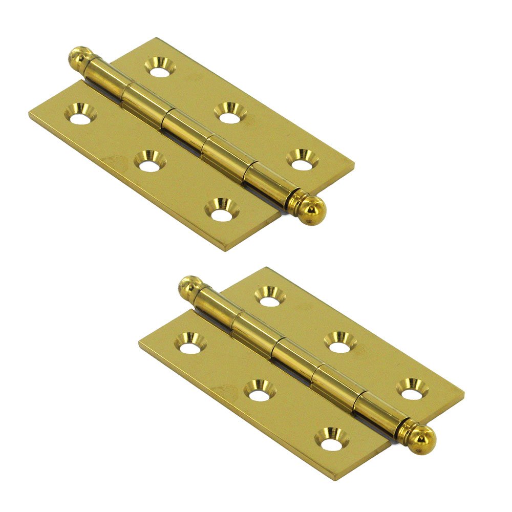 Deltana Solid Brass 2 1/2" x 1 11/16" Mortise Cabinet Hinge with Ball Tips (Sold as a Pair) in PVD Brass