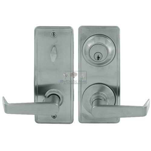 Deltana Clarendon Interconnected Passage Lever and Deadbolt Lock and 2 3/4" Backset in Brushed Chrome