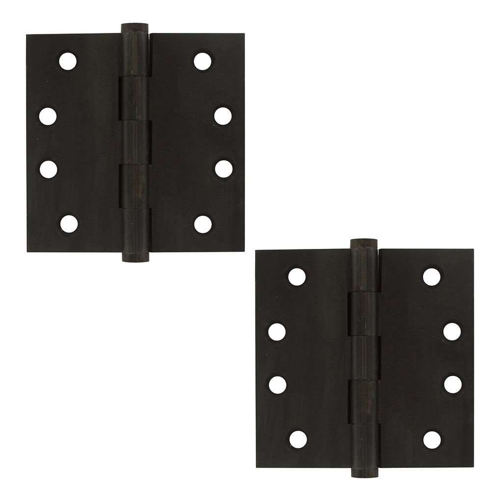 Deltana Solid Brass 4" x 4" Standard Square Door Hinge (Sold as a Pair) in Oil Rubbed Bronze