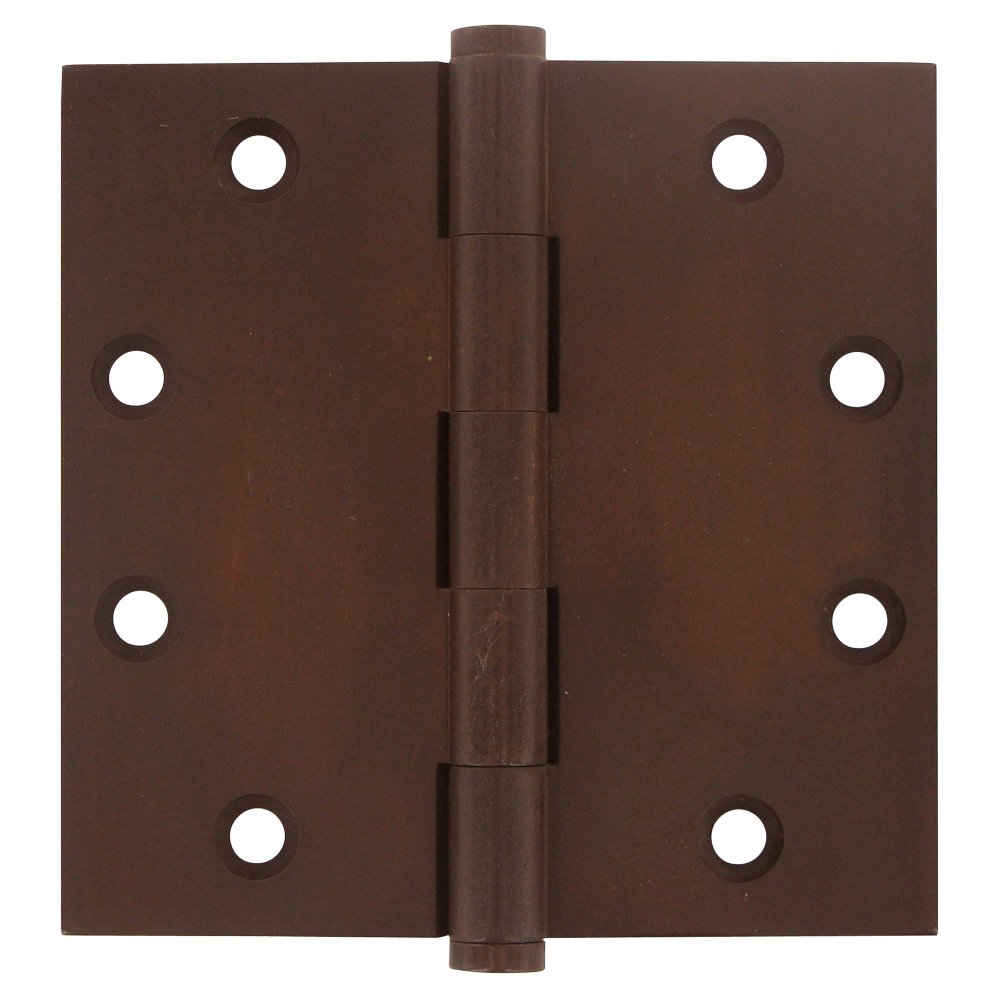 Deltana Solid Brass 4 1/2" x 4 1/2" Standard Square Door Hinge (Sold as a Pair) in Bronze Rust