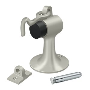 Deltana Solid Brass Cement Floor Mount Bumper with Holder in Brushed Nickel