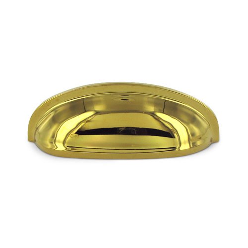 Deltana Solid Brass 3" Centers Elongated Shell Cup Pull in PVD Brass