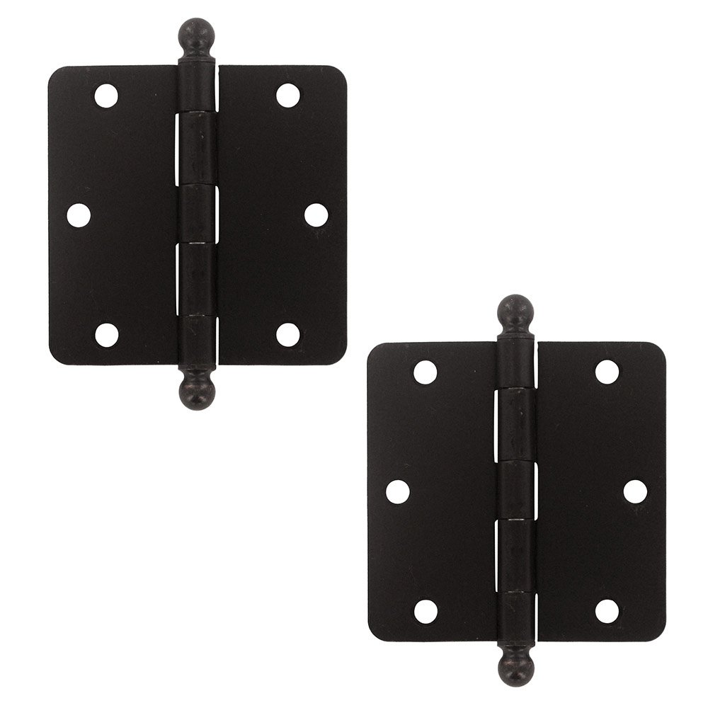 Deltana 3 1/2" x 3 1/2" 1/4" Radius/Residential Door Hinge with Ball Tips (Sold as a Pair) in Oil Rubbed Bronze