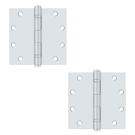 Deltana 5"x 5" Heavy Duty Ball Bearing Hinge with Square Corners (Sold as Pair) in Prime Coat White
