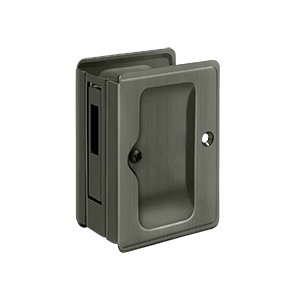Deltana Heavy Duty Pocket Lock Adjustable 3 1/4"x 2 1/4" Sliding Door Receiver in Antique Nickel