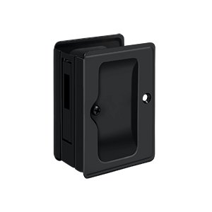 Deltana Heavy Duty Pocket Lock Adjustable 3 1/4"x 2 1/4" Sliding Door Receiver in Paint Black