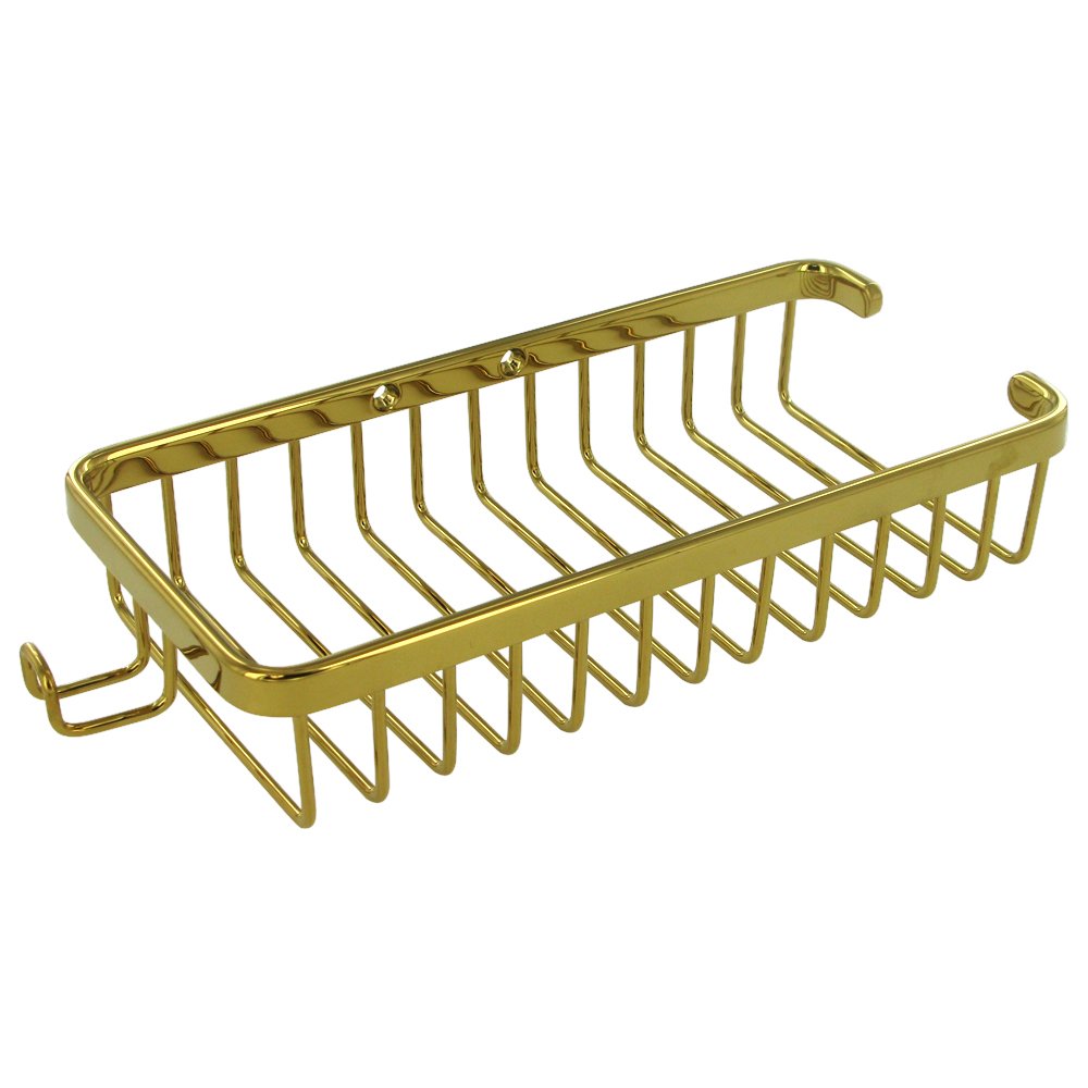 Deltana Solid Brass 10" Rectangular Wire Basket with Hook in PVD Brass