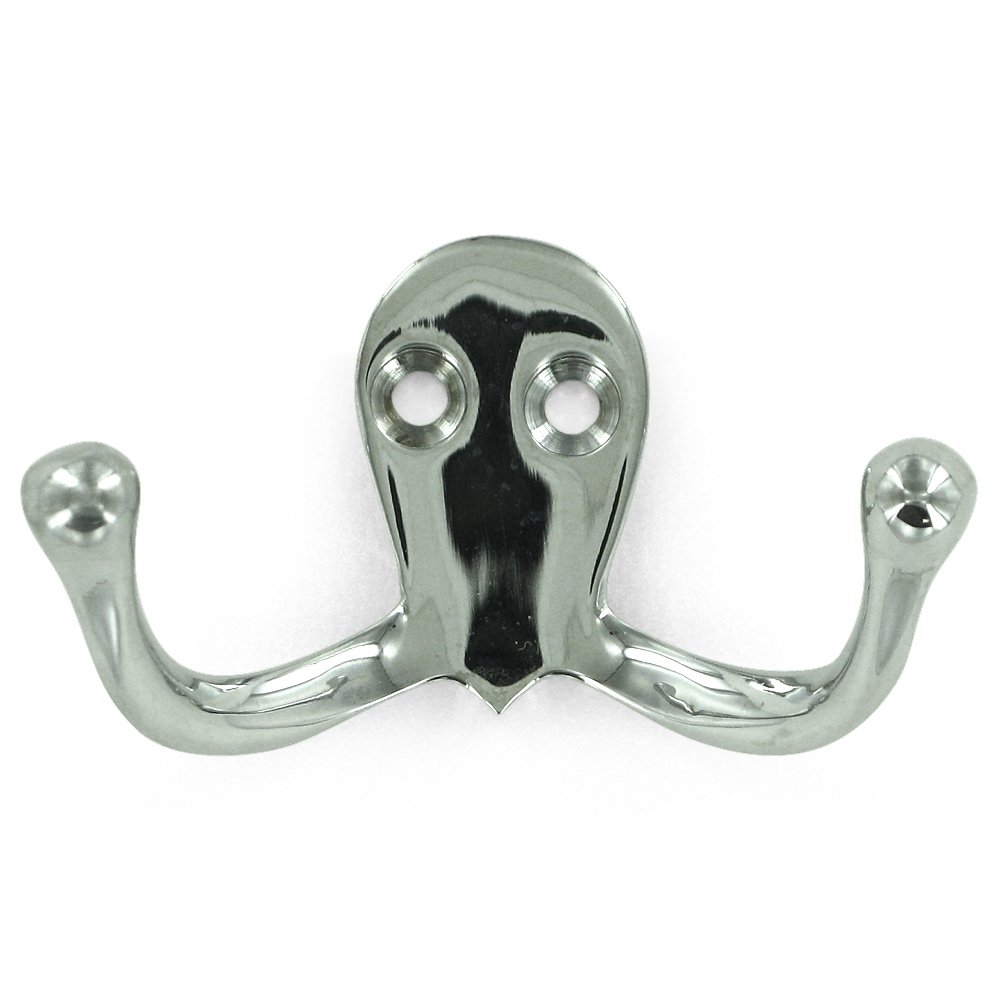 Deltana Solid Brass Double Hook in Polished Chrome