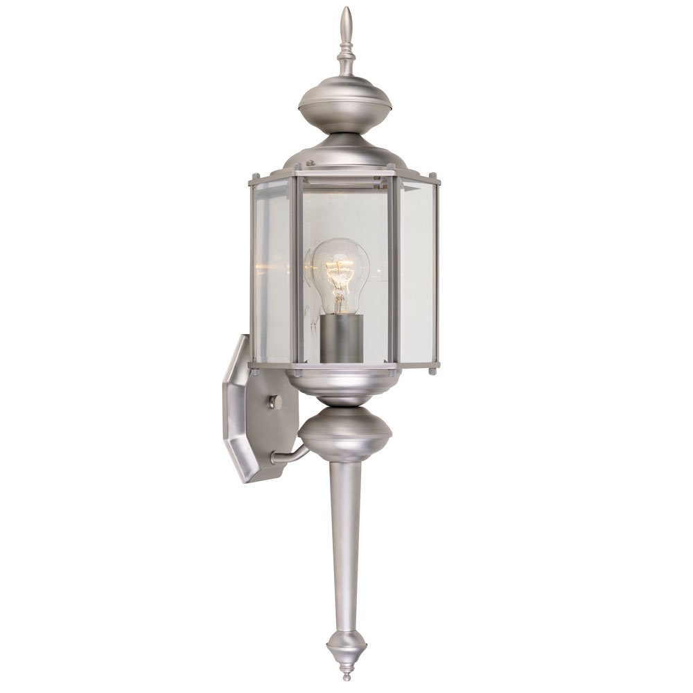 Designers Fountain 7" Wall Lantern in Pewter with Clear