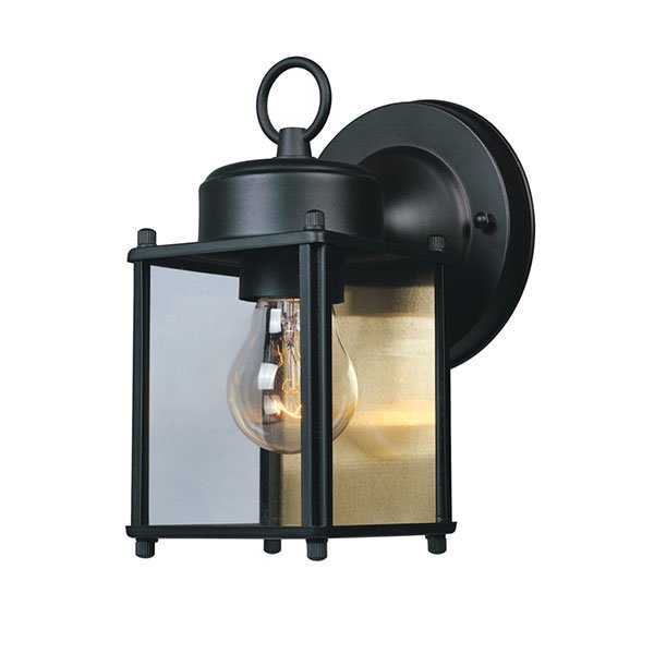 Designers Fountain 5" Wall Lantern in Black with Clear