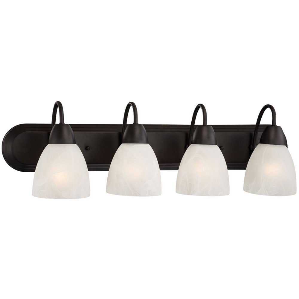 Designers Fountain 4 Light Bath Bar in Oil Rubbed Bronze with Alabaster