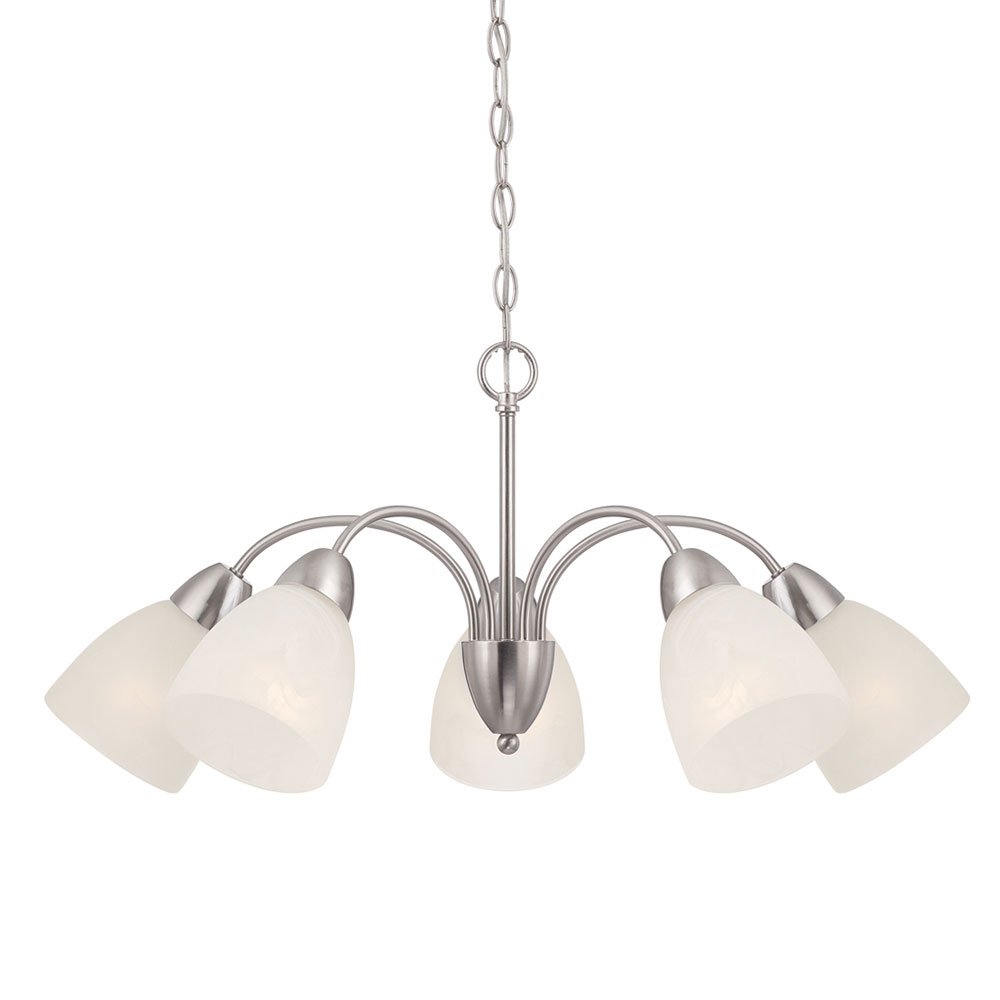 Designers Fountain 5 Light Chandelier in Brushed Nickel with Alabaster