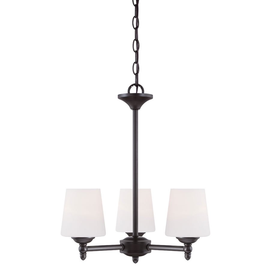 Designers Fountain 3 Light Chandelier in Oil Rubbed Bronze with White Opal