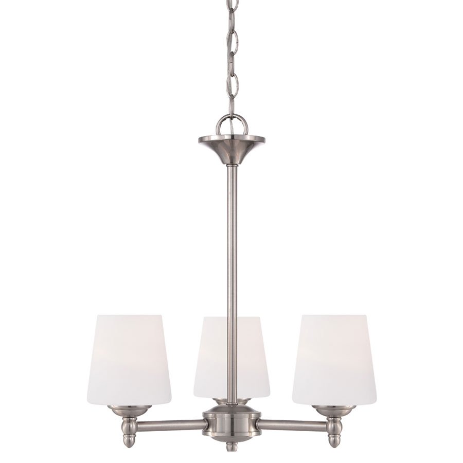Designers Fountain 3 Light Chandelier in Brushed Nickel with White Opal